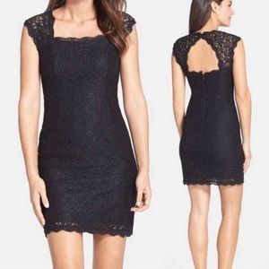 Adrianna Papell Square Neck Lace Mini Dress